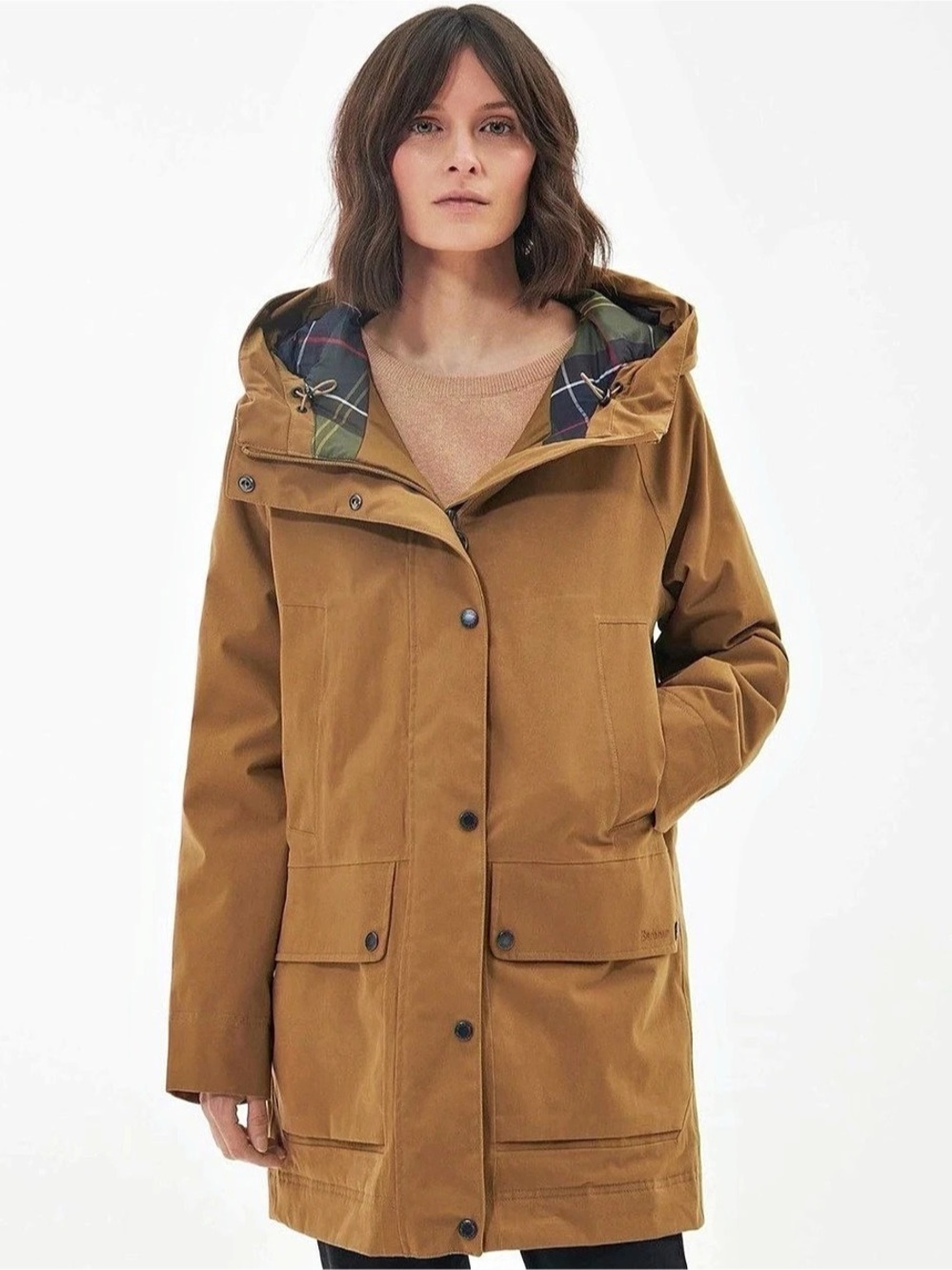 Barbour Winter Bedale Jacket Waterproof Plaid-Lined Jacket Brown Size US 12